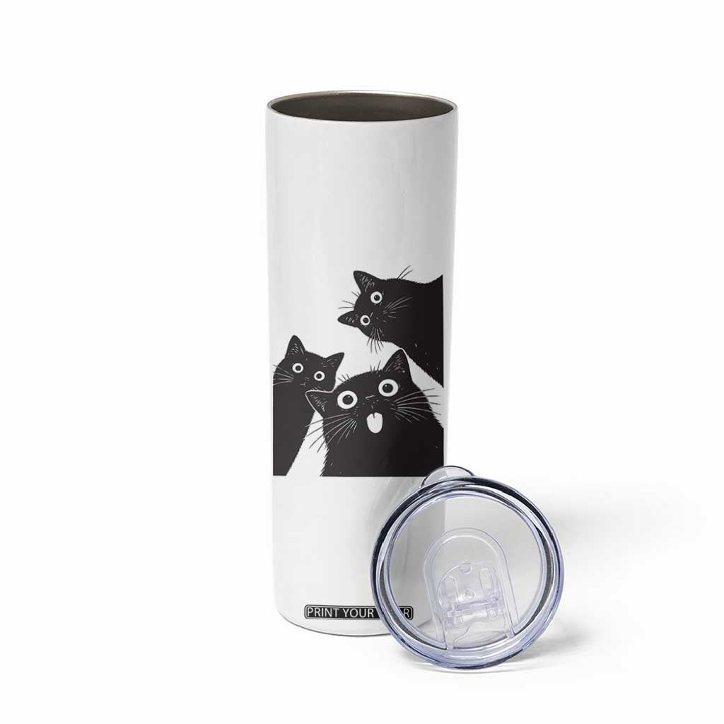 Funny Japanese Black Cat Is Watching You Skinny Tumbler Cat Lover TS12 Print Your Wear