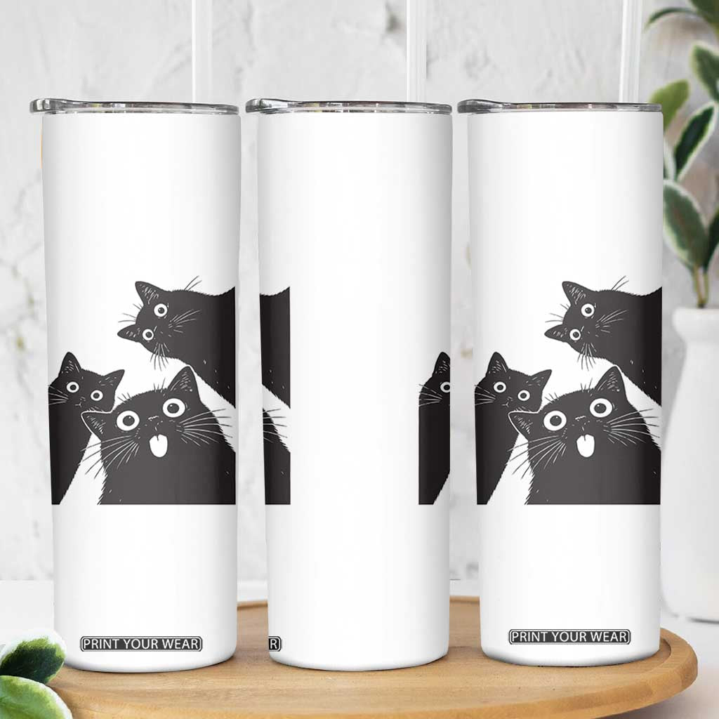 Funny Japanese Black Cat Is Watching You Skinny Tumbler Cat Lover TS12 Print Your Wear