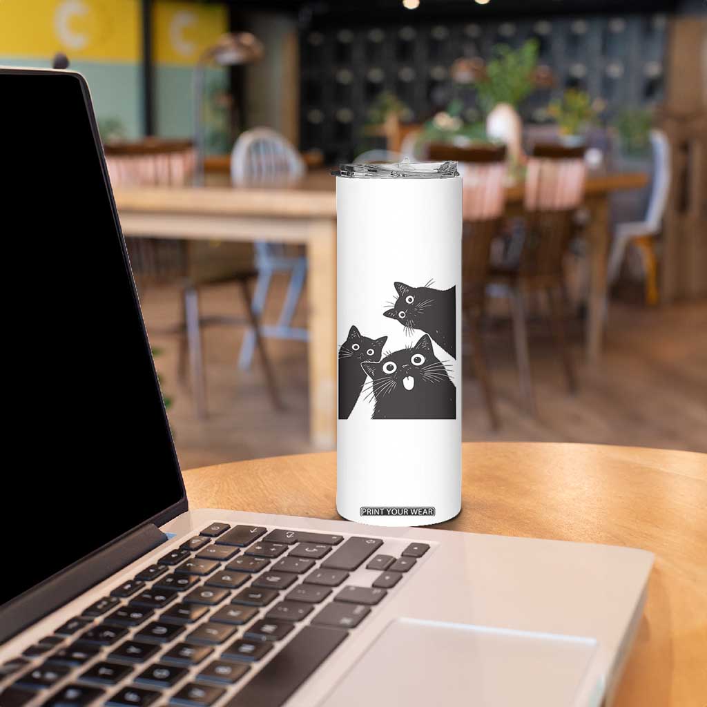 Funny Japanese Black Cat Is Watching You Skinny Tumbler Cat Lover TS12 Print Your Wear