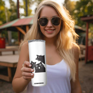 Funny Japanese Black Cat Is Watching You Skinny Tumbler Cat Lover TS12 Print Your Wear