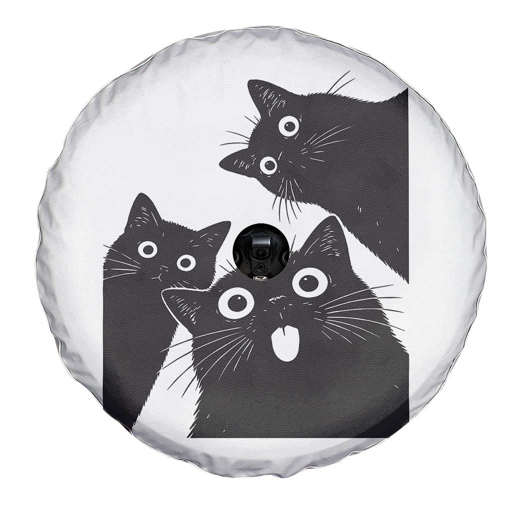 Funny Japanese Black Cat Is Watching You Spare Tire Cover Cat Lover TS12 Print Your Wear