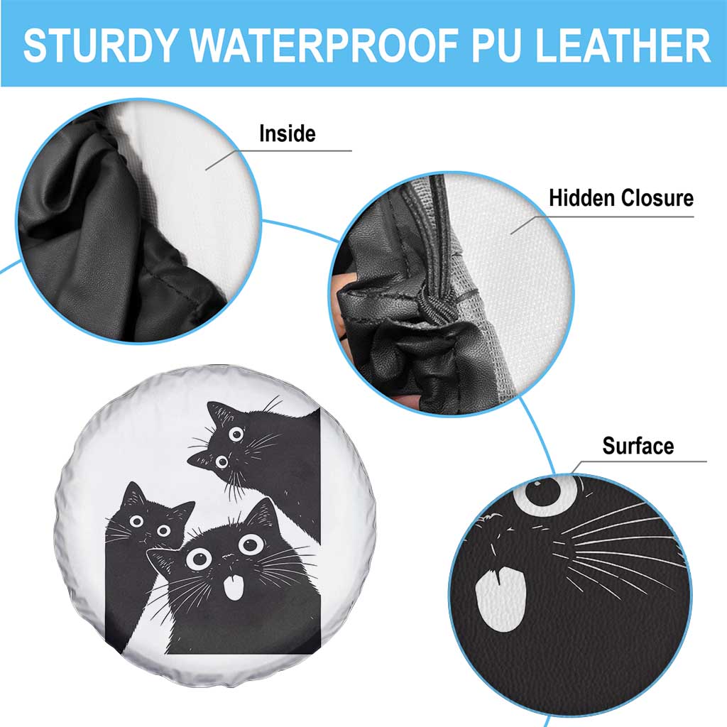 Funny Japanese Black Cat Is Watching You Spare Tire Cover Cat Lover TS12 Print Your Wear