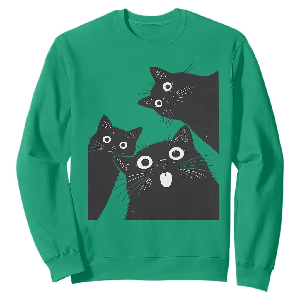 Funny Japanese Black Cat Is Watching You Sweatshirt Cat Lover TS12 Irish Green Print Your Wear