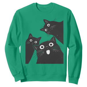 Funny Japanese Black Cat Is Watching You Sweatshirt Cat Lover TS12 Irish Green Print Your Wear