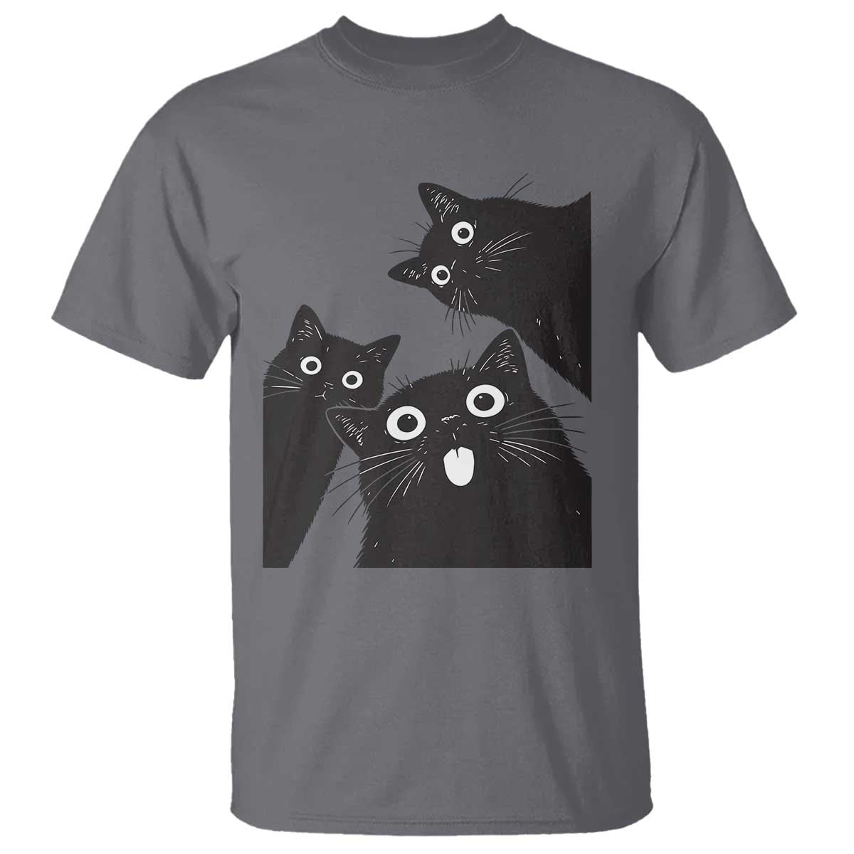 Funny Japanese Black Cat Is Watching You T Shirt Cat Lover TS12 Charcoal Print Your Wear