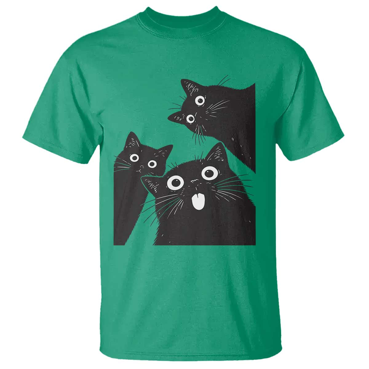 Funny Japanese Black Cat Is Watching You T Shirt Cat Lover TS12 Irish Green Print Your Wear