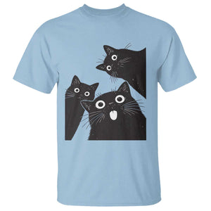 Funny Japanese Black Cat Is Watching You T Shirt Cat Lover TS12 Light Blue Print Your Wear
