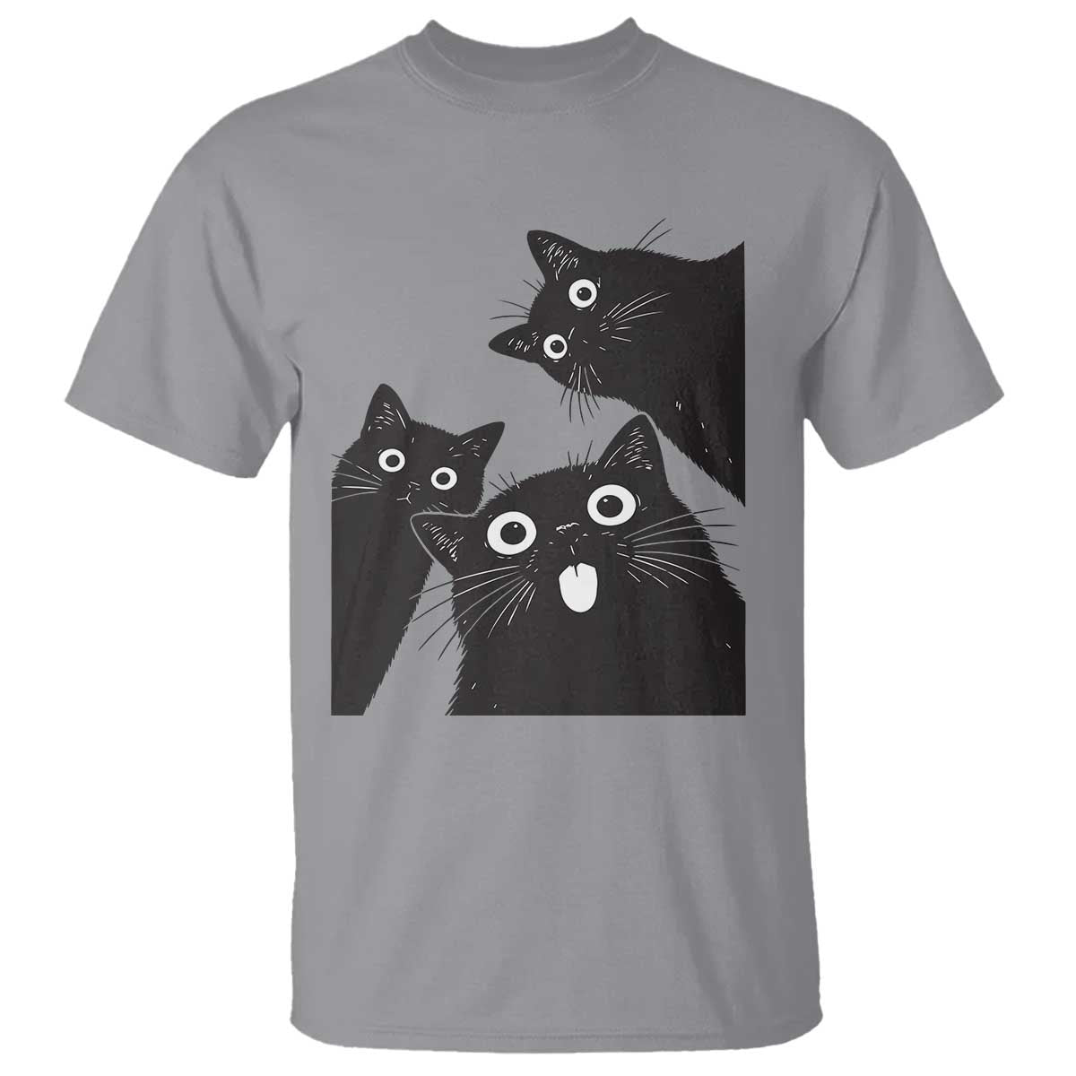 Funny Japanese Black Cat Is Watching You T Shirt Cat Lover TS12 Sport Gray Print Your Wear