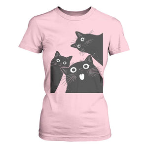 Funny Japanese Black Cat Is Watching You T Shirt For Women Cat Lover TS12 Light Pink Print Your Wear