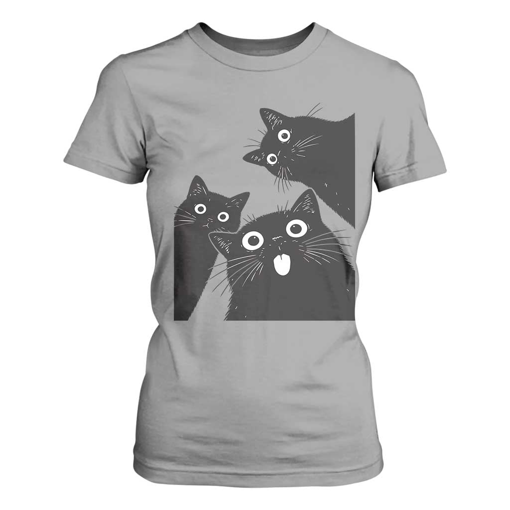 Funny Japanese Black Cat Is Watching You T Shirt For Women Cat Lover TS12 Sport Gray Print Your Wear