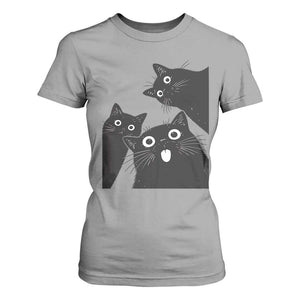 Funny Japanese Black Cat Is Watching You T Shirt For Women Cat Lover TS12 Sport Gray Print Your Wear
