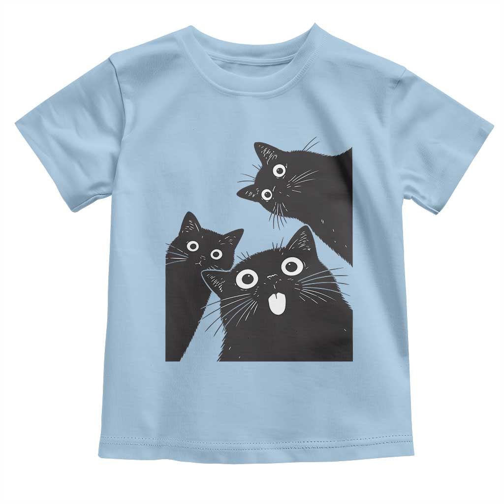Funny Japanese Black Cat Is Watching You Toddler T Shirt Cat Lover TS12 Light Blue Print Your Wear