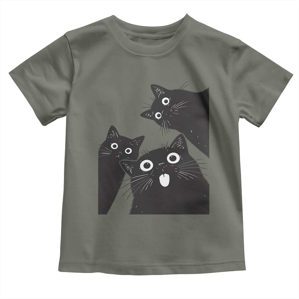 Funny Japanese Black Cat Is Watching You Toddler T Shirt Cat Lover TS12 Military Green Print Your Wear