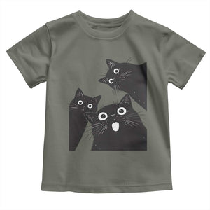 Funny Japanese Black Cat Is Watching You Toddler T Shirt Cat Lover TS12 Military Green Print Your Wear