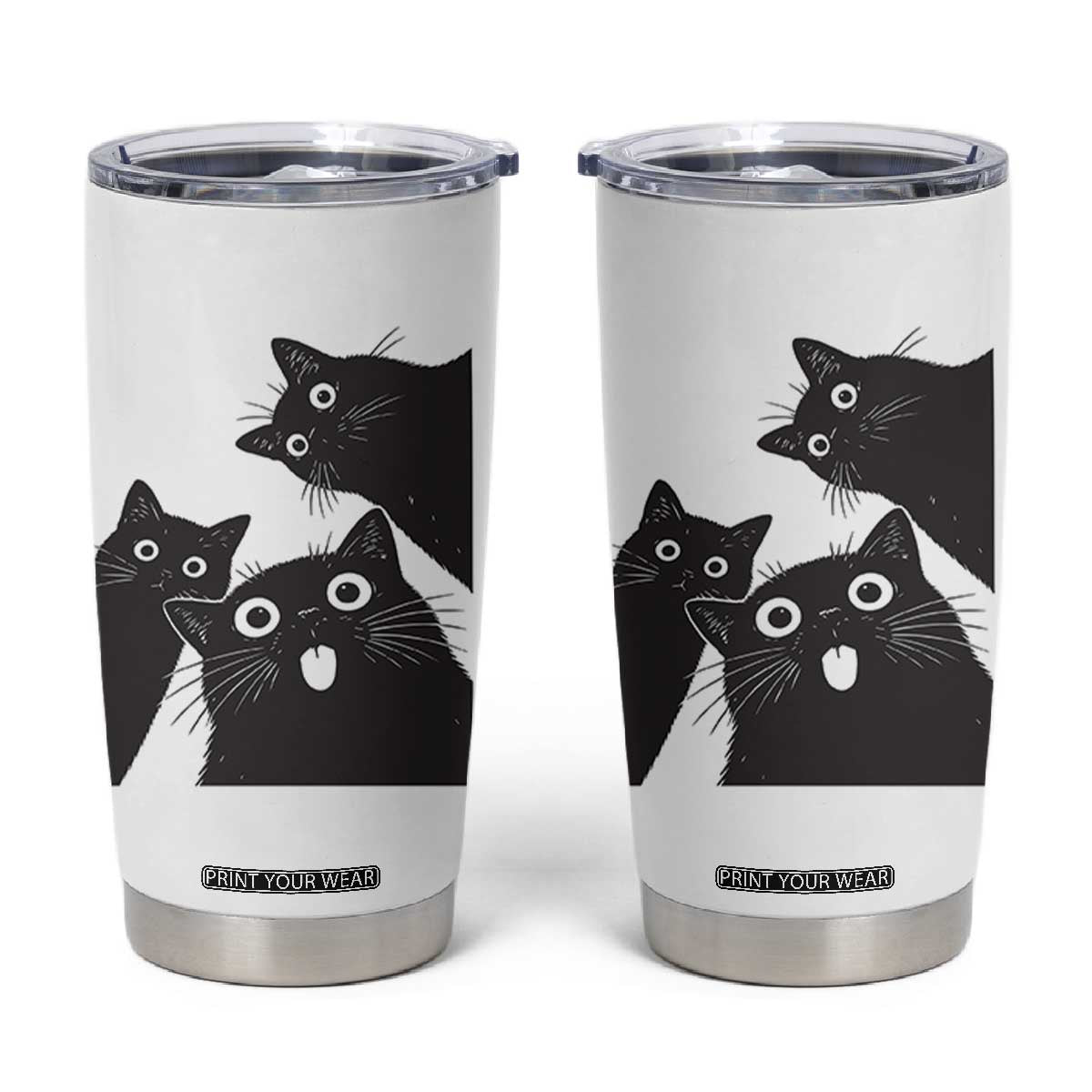 Funny Japanese Black Cat Is Watching You Tumbler Cup Cat Lover TS12 White Print Your Wear