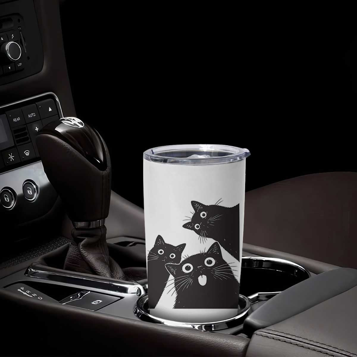 Funny Japanese Black Cat Is Watching You Tumbler Cup Cat Lover TS12 Print Your Wear