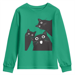 Funny Japanese Black Cat Is Watching You Youth Sweatshirt Cat Lover TS12 Irish Green Print Your Wear