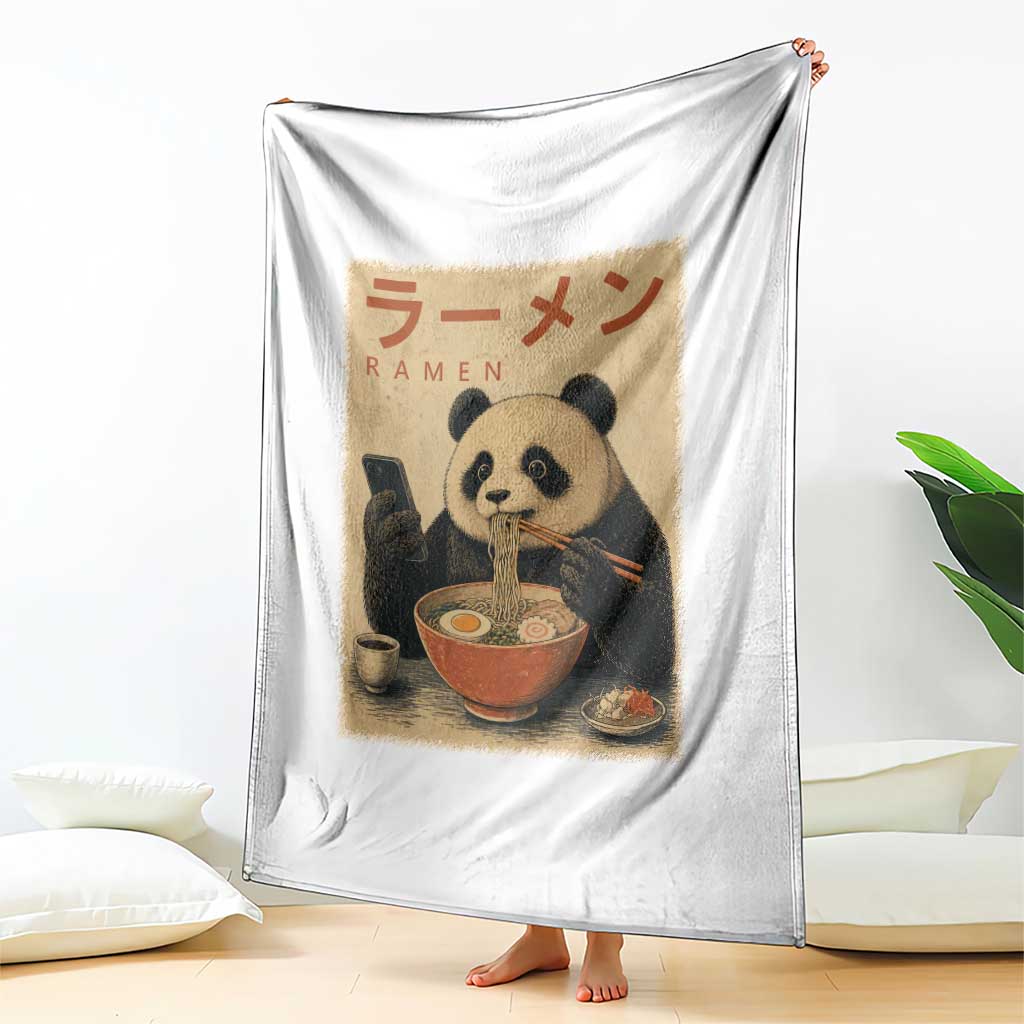 Funny Panda Eating Ramen Scrolling Phone Throw Blanket Japanese Art Aesthetic TS12 Print Your Wear