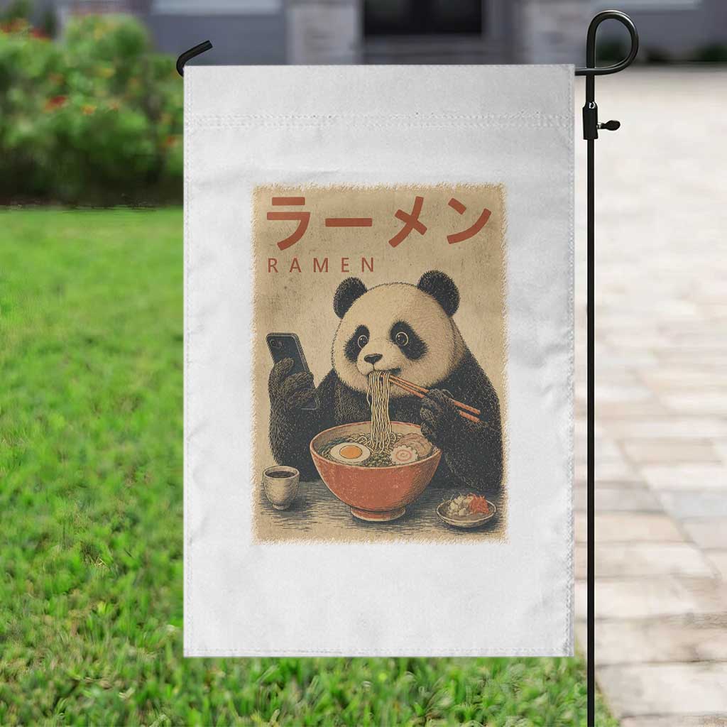 Funny Panda Eating Ramen Scrolling Phone Garden Flag Japanese Art Aesthetic TS12 Print Your Wear