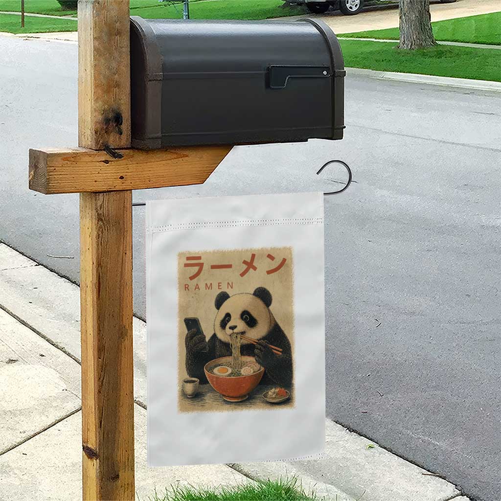 Funny Panda Eating Ramen Scrolling Phone Garden Flag Japanese Art Aesthetic TS12 Print Your Wear