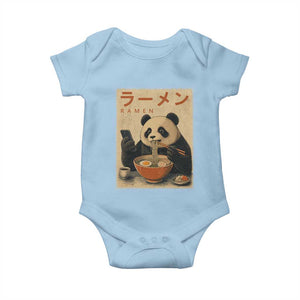 Funny Panda Eating Ramen Scrolling Phone Baby Onesie Japanese Art Aesthetic TS12 Light Blue Print Your Wear