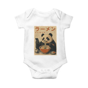 Funny Panda Eating Ramen Scrolling Phone Baby Onesie Japanese Art Aesthetic TS12 White Print Your Wear