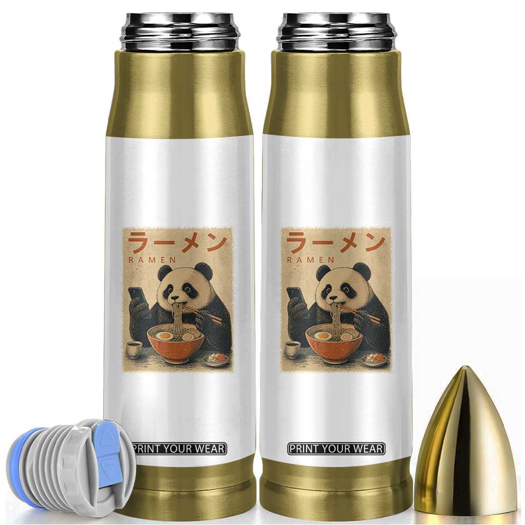Funny Panda Eating Ramen Scrolling Phone Bullet Tumbler Japanese Art Aesthetic TS12 White Print Your Wear