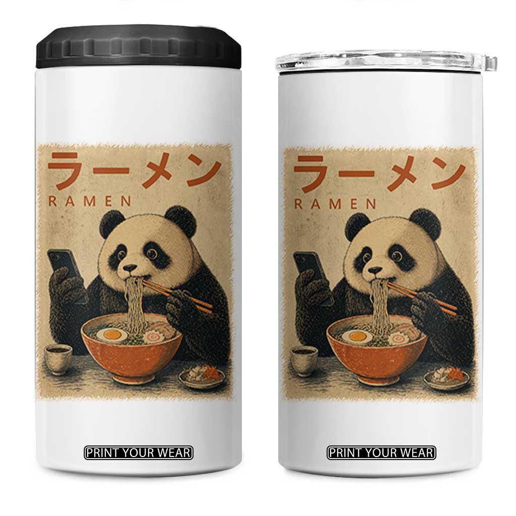 Funny Panda Eating Ramen Scrolling Phone 4 in 1 Can Cooler Tumbler Japanese Art Aesthetic TS12 One Size: 16 oz White Print Your Wear