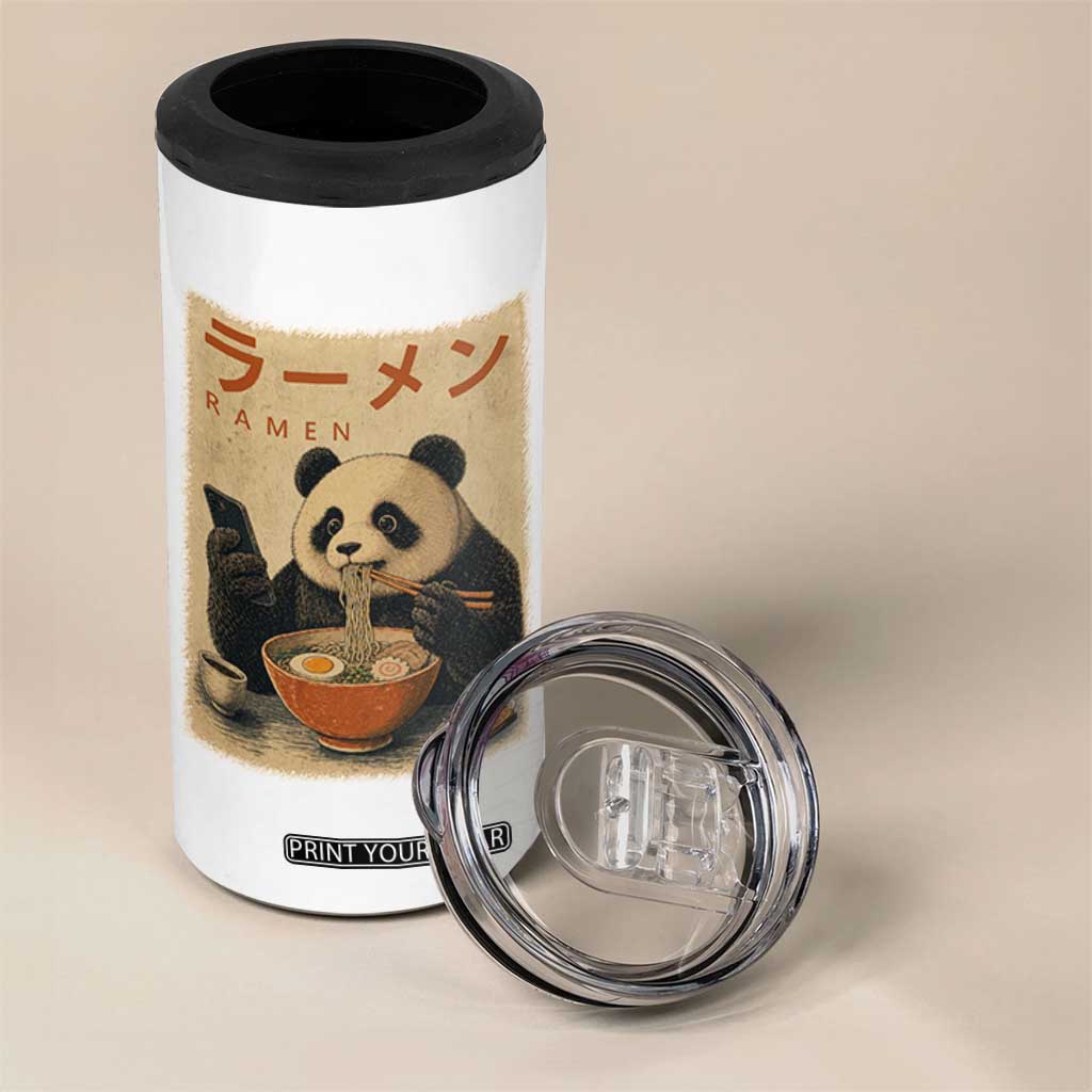 Funny Panda Eating Ramen Scrolling Phone 4 in 1 Can Cooler Tumbler Japanese Art Aesthetic TS12 Print Your Wear