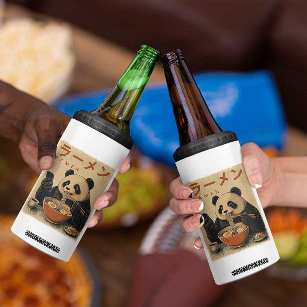 Funny Panda Eating Ramen Scrolling Phone 4 in 1 Can Cooler Tumbler Japanese Art Aesthetic TS12 Print Your Wear