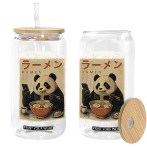 Funny Panda Eating Ramen Scrolling Phone Glass Can Japanese Art Aesthetic TS12 Print Your Wear