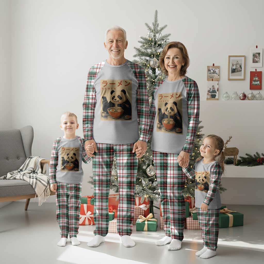 Funny Panda Eating Ramen Scrolling Phone Plaid Pajama Set Japanese Art Aesthetic TS12 Christmas Plaid Print Your Wear