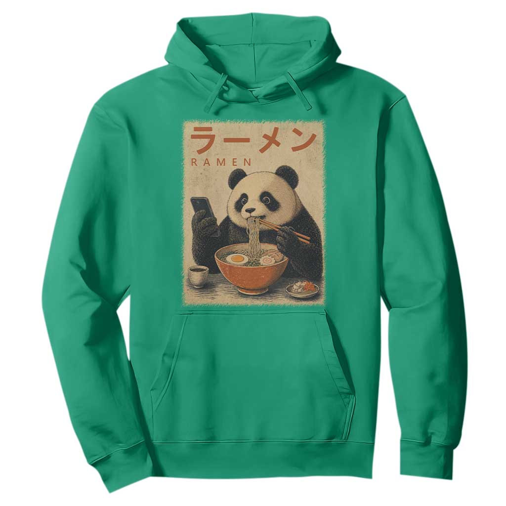 Funny Panda Eating Ramen Scrolling Phone Hoodie Japanese Art Aesthetic TS12 Irish Green Print Your Wear