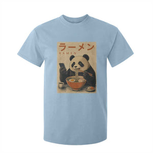 Funny Panda Eating Ramen Scrolling Phone T Shirt For Kid Japanese Art Aesthetic TS12 Light Blue Print Your Wear
