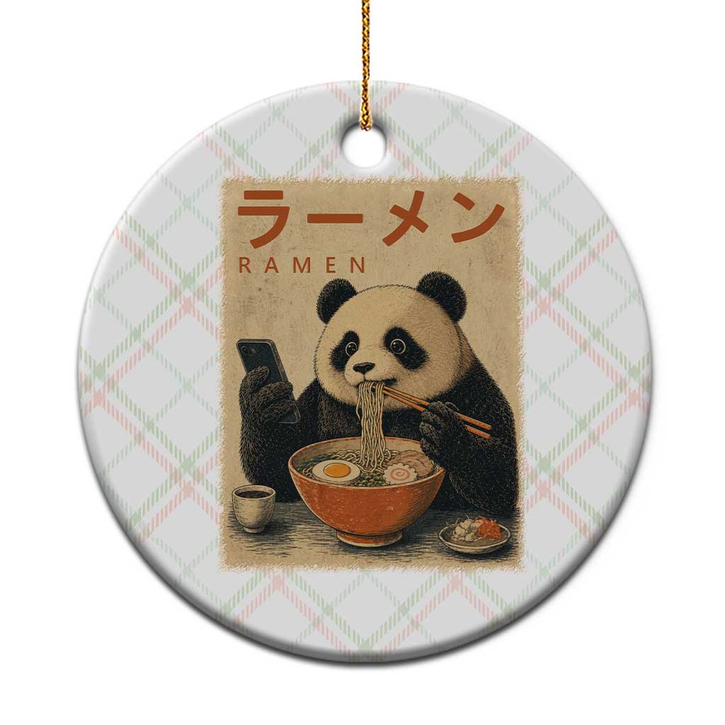 Funny Panda Eating Ramen Scrolling Phone Ceramic Ornament Japanese Art Aesthetic TS12 1pc Christmas Plaid Print Your Wear