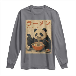 Funny Panda Eating Ramen Scrolling Phone Long Sleeve Shirt Japanese Art Aesthetic TS12 Charcoal Print Your Wear