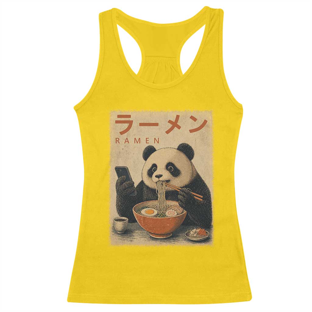 Funny Panda Eating Ramen Scrolling Phone Racerback Tank Top Japanese Art Aesthetic TS12 Daisy Print Your Wear