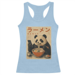 Funny Panda Eating Ramen Scrolling Phone Racerback Tank Top Japanese Art Aesthetic TS12 Light Blue Print Your Wear