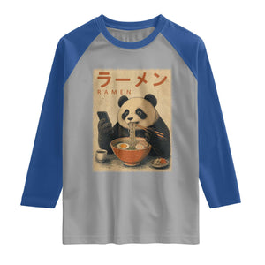 Funny Panda Eating Ramen Scrolling Phone Raglan Shirt Japanese Art Aesthetic TS12 Sport Gray Royal Print Your Wear