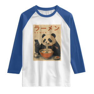 Funny Panda Eating Ramen Scrolling Phone Raglan Shirt Japanese Art Aesthetic TS12 White Royal Print Your Wear