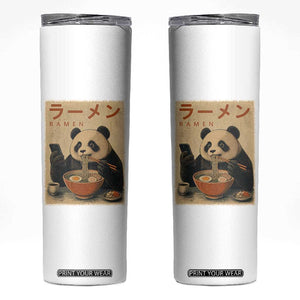 Funny Panda Eating Ramen Scrolling Phone Skinny Tumbler Japanese Art Aesthetic TS12 White Print Your Wear