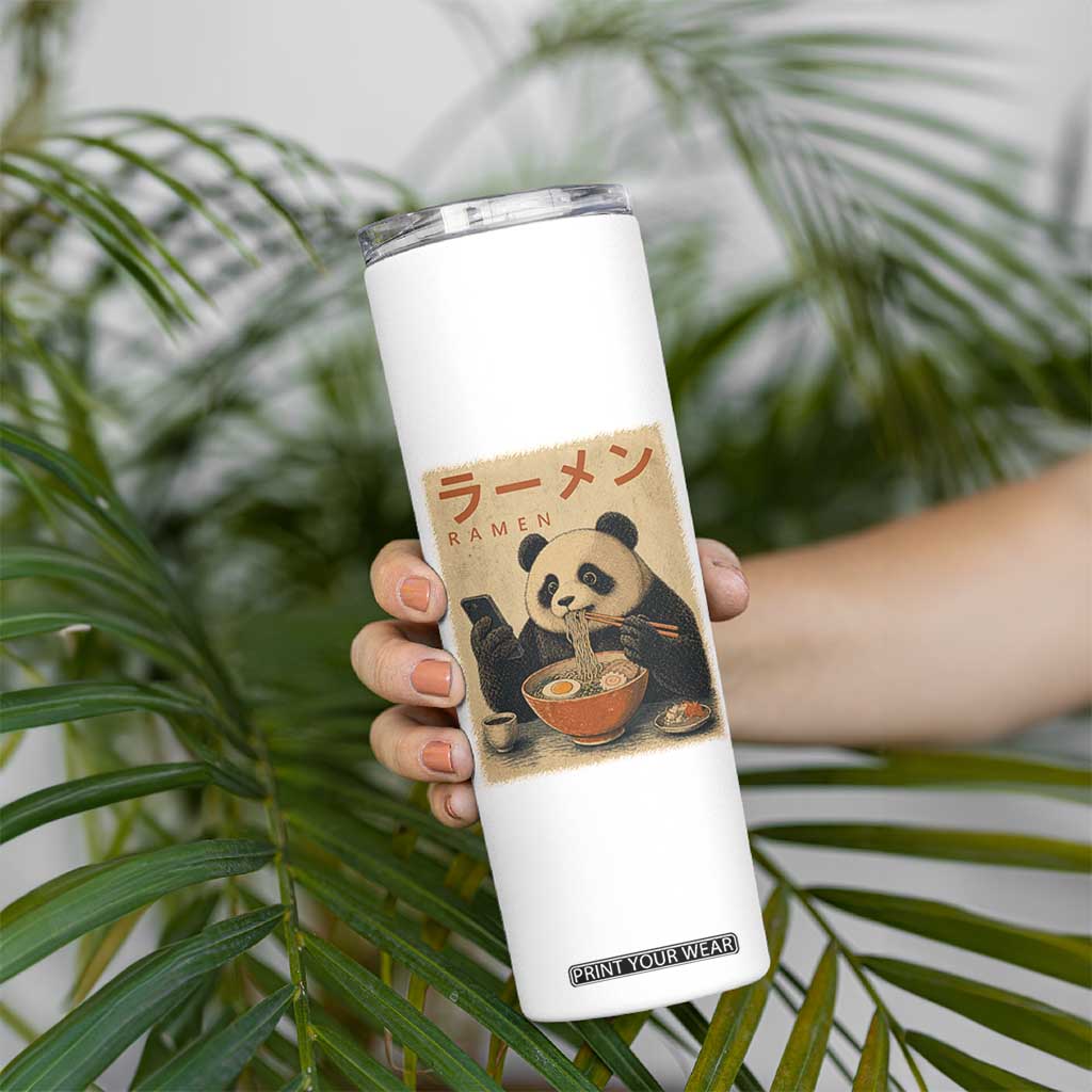 Funny Panda Eating Ramen Scrolling Phone Skinny Tumbler Japanese Art Aesthetic TS12 Print Your Wear