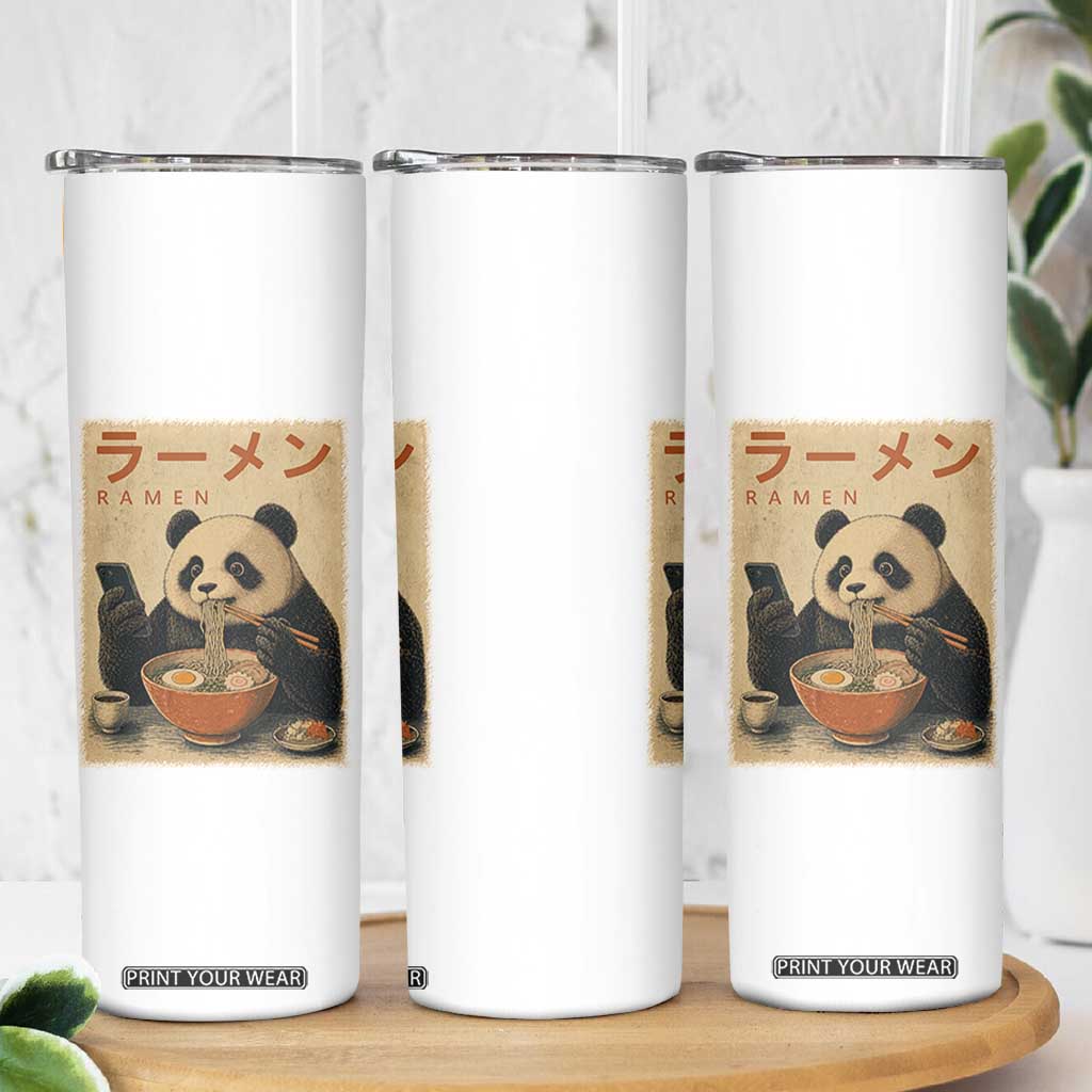 Funny Panda Eating Ramen Scrolling Phone Skinny Tumbler Japanese Art Aesthetic TS12 Print Your Wear