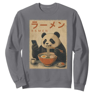 Funny Panda Eating Ramen Scrolling Phone Sweatshirt Japanese Art Aesthetic TS12 Charcoal Print Your Wear