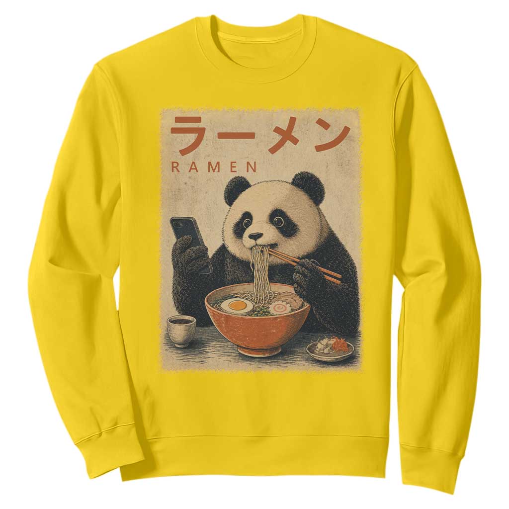 Funny Panda Eating Ramen Scrolling Phone Sweatshirt Japanese Art Aesthetic TS12 Daisy Print Your Wear