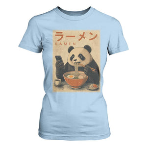 Funny Panda Eating Ramen Scrolling Phone T Shirt For Women Japanese Art Aesthetic TS12 Light Blue Print Your Wear