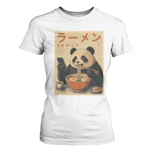 Funny Panda Eating Ramen Scrolling Phone T Shirt For Women Japanese Art Aesthetic TS12 White Print Your Wear