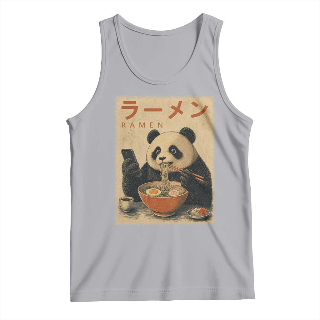 Funny Panda Eating Ramen Scrolling Phone Tank Top Japanese Art Aesthetic TS12 Athletic Heather Print Your Wear