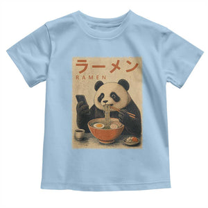 Funny Panda Eating Ramen Scrolling Phone Toddler T Shirt Japanese Art Aesthetic TS12 Light Blue Print Your Wear