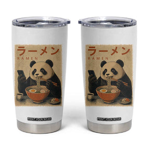 Funny Panda Eating Ramen Scrolling Phone Tumbler Cup Japanese Art Aesthetic TS12 White Print Your Wear